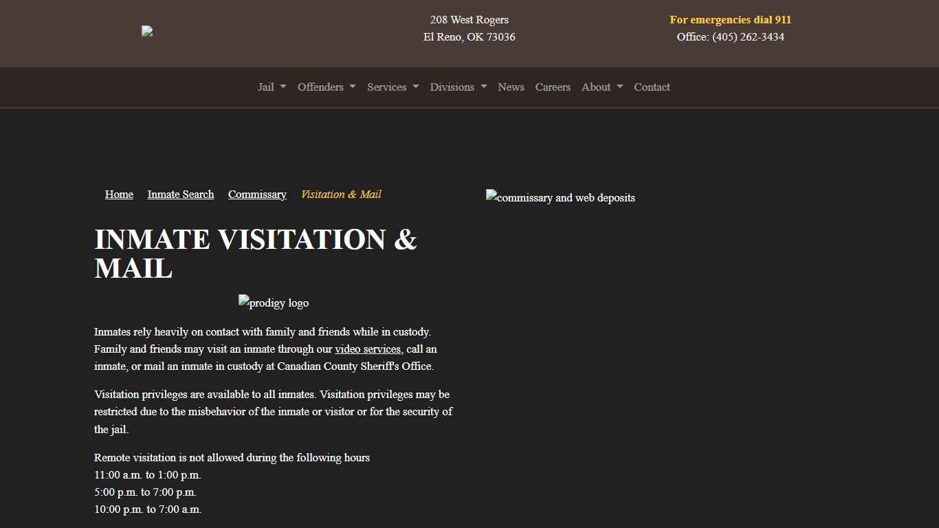 Inmate Mail and Visitation Canadian County Sheriff's Office